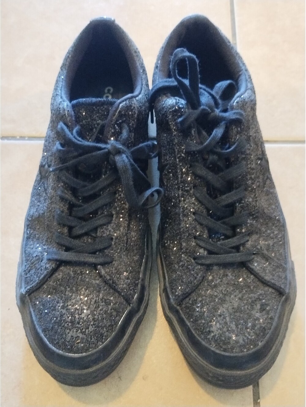 Converse Sparkle Black Glitter One Star Low Top Sneakers
